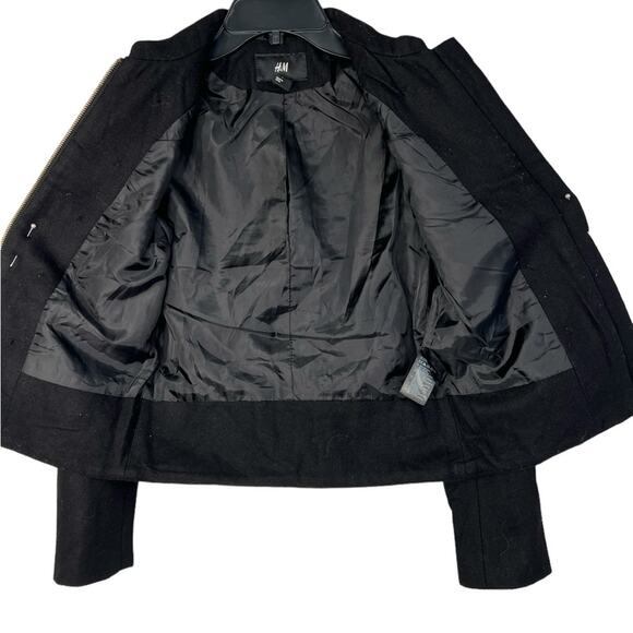 H&M Military Inspired Wool Blend Black Jacket Size 4 - Picture 4 of 10